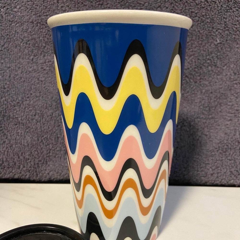 Starbucks Double Wall Ceramic Traveler for Coffee or Tea - 12 Ounces Color Waves - Picture 2 of 4